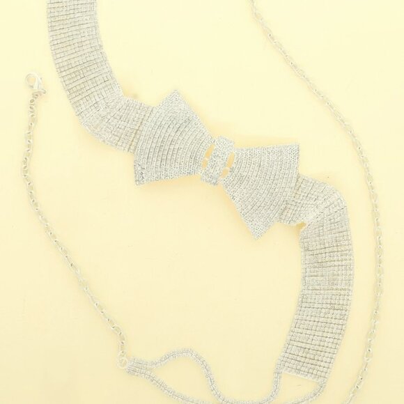 Rhinestone Pave Bowtie Motif Buckle Belt - Picture 2 of 2